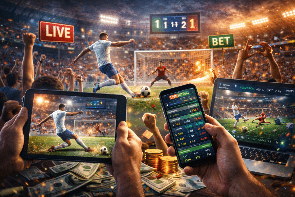 Trận đấu soccer sống động trên thiết bị